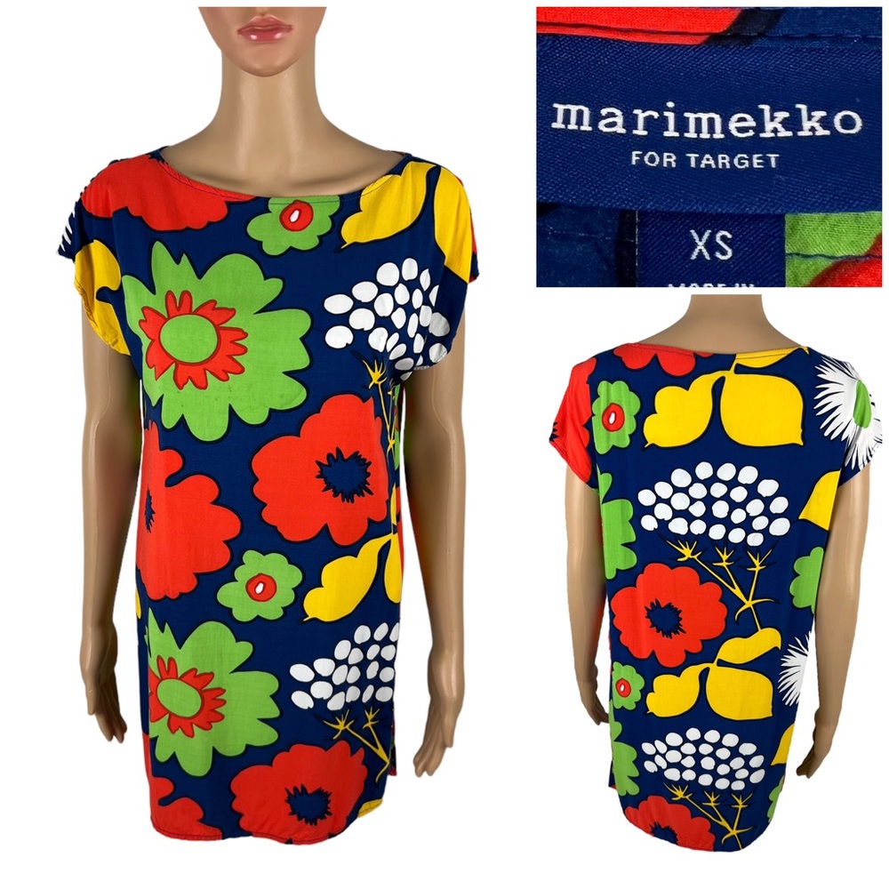 Marimekko for Target Womens XS Kukkatori Floral Print Tunic Top Cap Sleeve